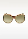 JIMMY CHOO ELY/S 8VMS1 BROWN OVERSIZED FRAME SUNGLASSES