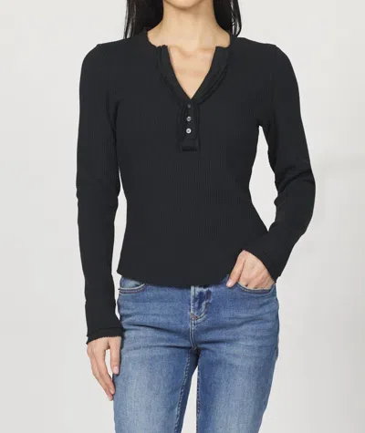 Dear John Denim Luna Long Sleeve Top In Black In Black