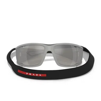 Prada Linea Rossa Ps A04s 13z05a Grigio Ferro Opaco Sunglasses In Multi