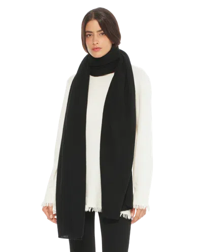Monticelli Cashmere Essential Pure Cashmere Maxi Wide Scarf In Black