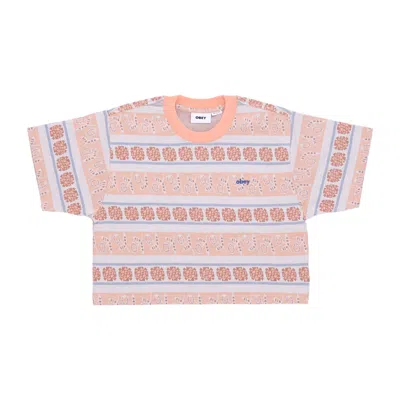 Obey Esther Cropped Tee Peach Sand Multi Women's T-shirt In Multi