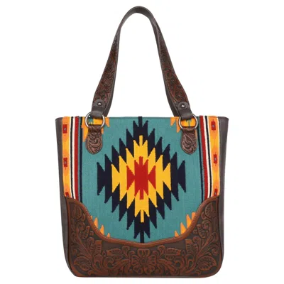 Montana West Aztec Tapestry Tooled Collection Concealed Carry Oversized Tote In Multi In Multi