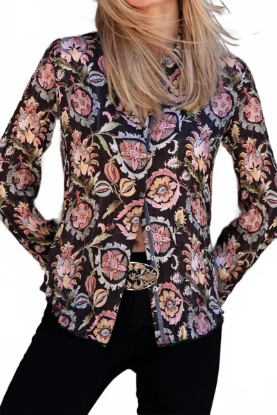 Cino Java Bloom Butten Down Shirt In Black In Black