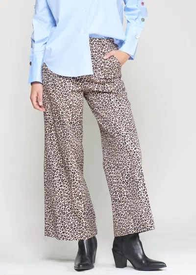 Vilagallo Leopard Print Trousers In Tan Muriel In Gray