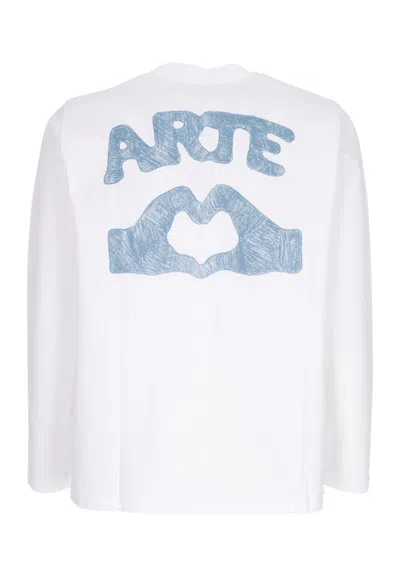 Arte Men's Long Sleeve T-shirt Diels Stitch L/s Tee White In White