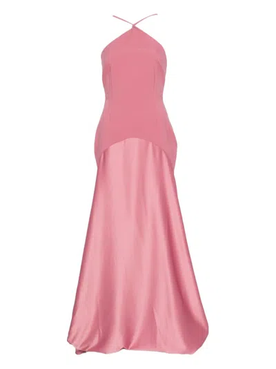 Solace London - Elegant Long Dress In Pink