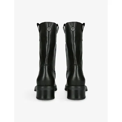 Steve Madden Womens Black Benedict Leather Heeled Boots Eur 39 / 6 Uk In Black