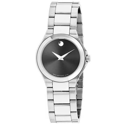 Movado Women's Black Dial Watch In Silver