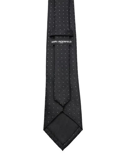 Karl Lagerfeld Men's Sparkle Herringbone Pattern Classic Tie In Black