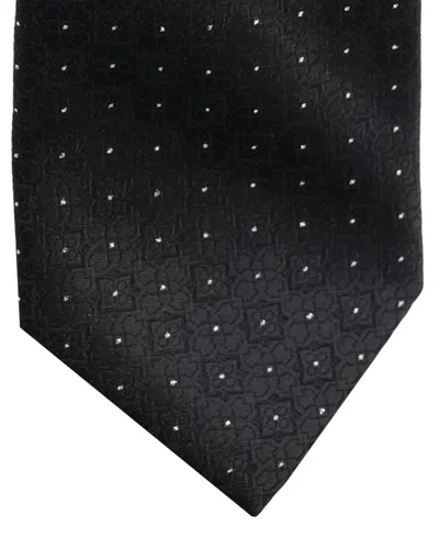 Karl Lagerfeld Men's Sparkle Herringbone Pattern Classic Tie In Black