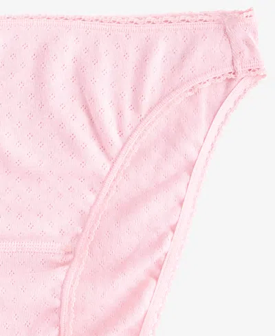 Charter Club Women's Cotton Pointelle Bikini Underwear, Created For Macy's In Pink