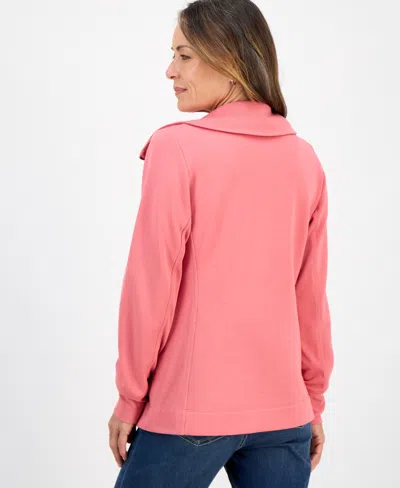 Style & Co Petite Full-zip Tunic Sweatshirt, Macy's Exclusive In Pink