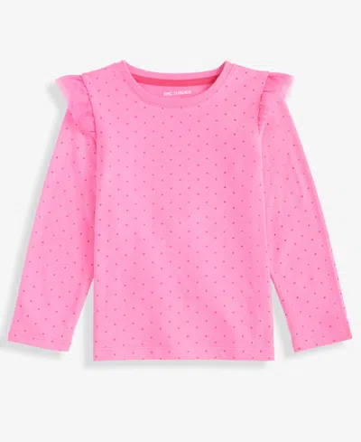 Epic Threads Girls Toddler 2t-4t Polka Dot Ruffle Long-sleeve Top, Macy's Exclusive In Pink