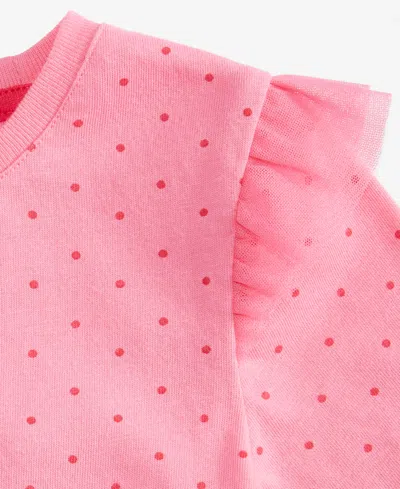 Epic Threads Girls Toddler 2t-4t Polka Dot Ruffle Long-sleeve Top, Macy's Exclusive In Pink
