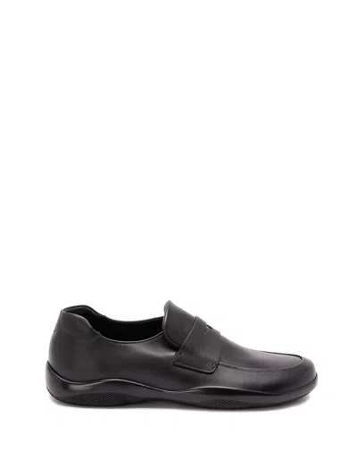 Prada Toblach Leather Loafers In Black
