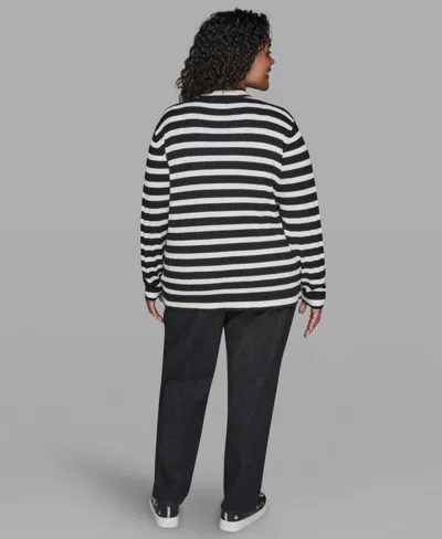 Karl Lagerfeld Plus Size V-neck Button Front Cardigan In Multi