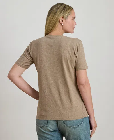 Ralph Lauren Plus Size Beaded-crest Cotton Jersey T-shirt In Gray