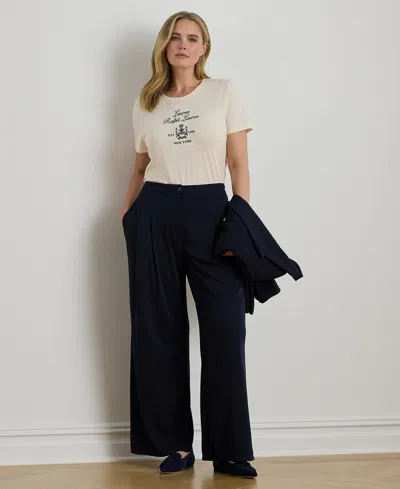 Ralph Lauren Plus Size Embroidered Crest Crewneck T-shirt In Brown