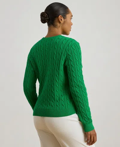 Ralph Lauren Plus Size Embroidered-crest Long-sleeve Sweater In Green