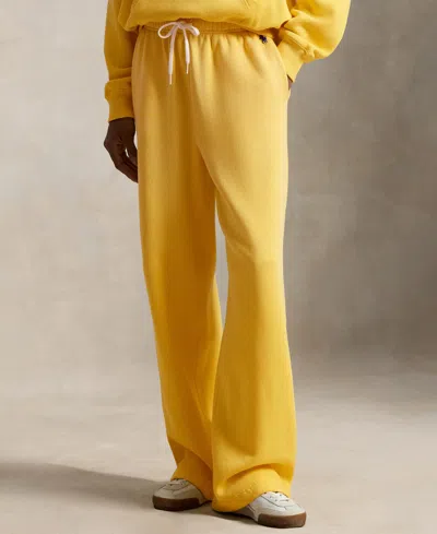 Polo Ralph Lauren Women's Drawstring Fleece Wide-leg Sweatpant In Yellow