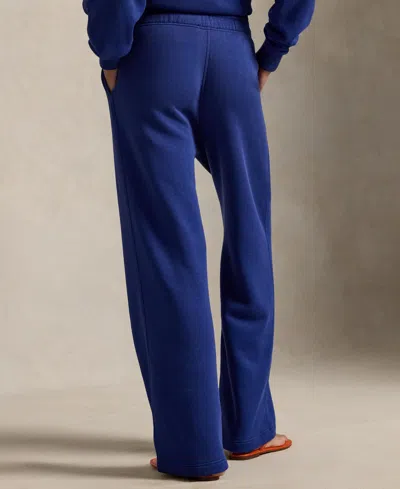 Polo Ralph Lauren Women's Drawstring Fleece Wide-leg Sweatpant In Blue