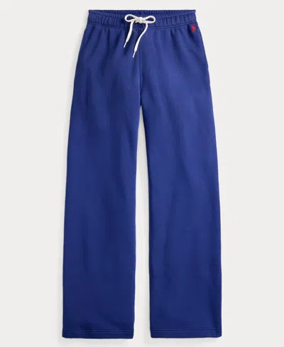 Polo Ralph Lauren Women's Drawstring Fleece Wide-leg Sweatpant In Blue