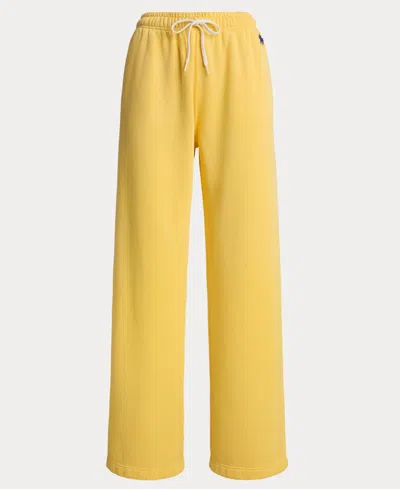 Polo Ralph Lauren Women's Drawstring Fleece Wide-leg Sweatpant In Yellow