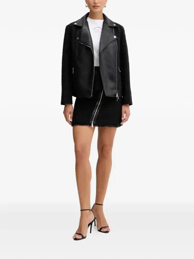 Karl Lagerfeld Zip Faux-leather Mini Skirt In Black