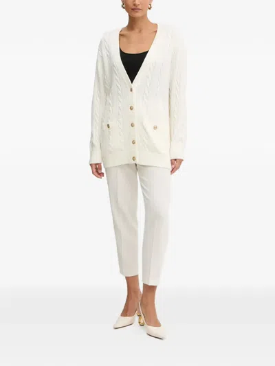 Guess Usa Cable-knit Button Cardigan In White