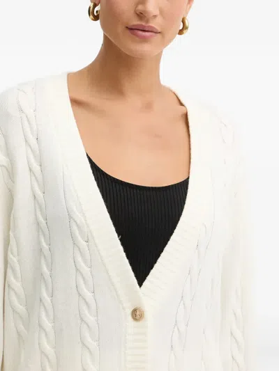 Guess Usa Cable-knit Button Cardigan In White