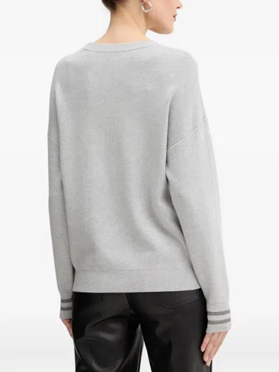 Guess Usa Studded Logo-detail Sweater In Gray