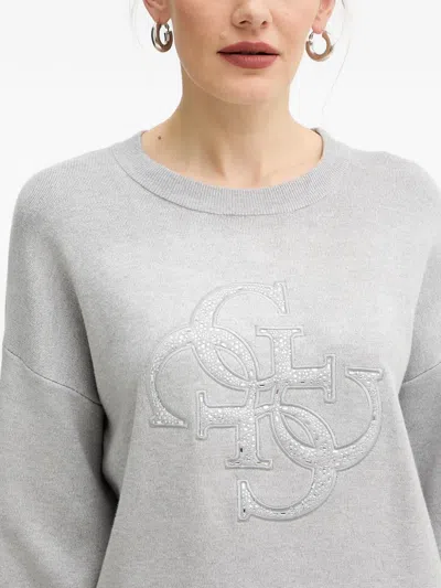 Guess Usa Studded Logo-detail Sweater In Gray