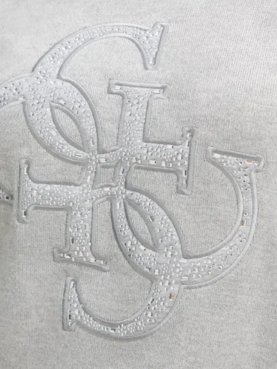Guess Usa Studded Logo-detail Sweater In Gray