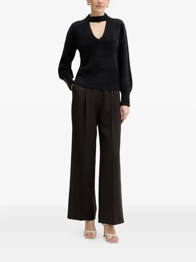 Guess Usa Fuzzy Cut-out Sweater In Black