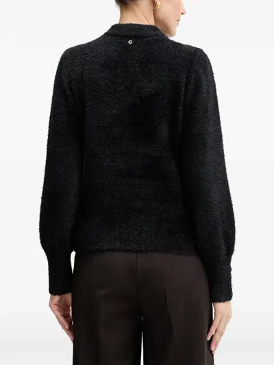 Guess Usa Fuzzy Cut-out Sweater In Black