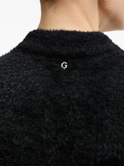 Guess Usa Fuzzy Cut-out Sweater In Black