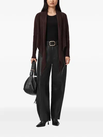 Allsaints Rebel Pirate Shawl-collar Cardigan In Brown