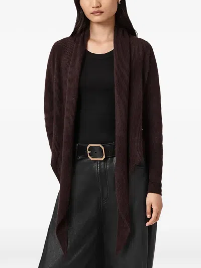 Allsaints Rebel Pirate Shawl-collar Cardigan In Brown