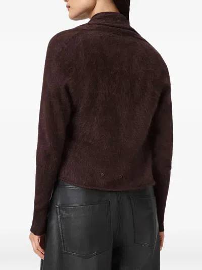 Allsaints Rebel Pirate Shawl-collar Cardigan In Brown