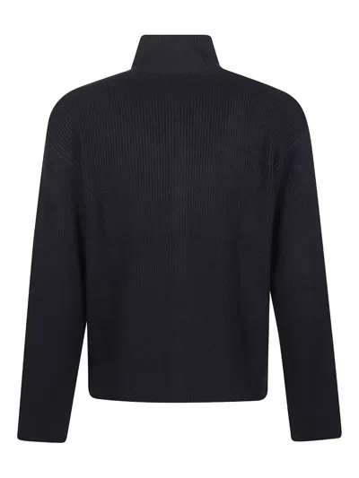 Soft Goat Zip Ribbed Cardigan In Blue