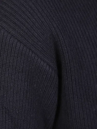 Soft Goat Zip Ribbed Cardigan In Blue