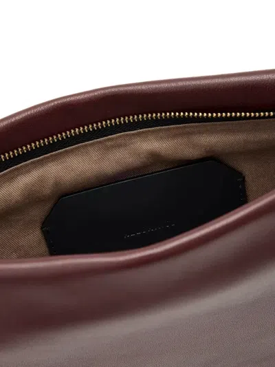 Allsaints Bettina Sheepskin Leather Clutch In Burgundy