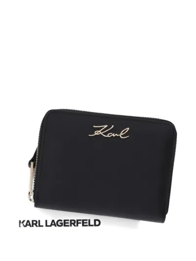 Karl Lagerfeld Logo Zip Wallet In Black