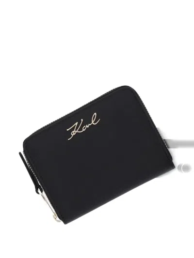 Karl Lagerfeld Logo Zip Wallet In Black