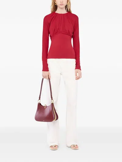 Rabanne Long-sleeve Blouse In Red