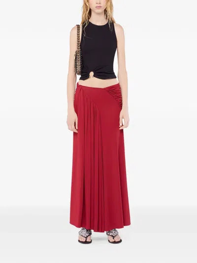 Rabanne Ruched Maxi Skirt In Red