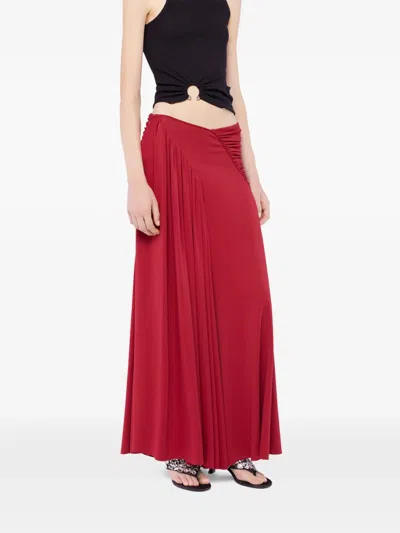 Rabanne Ruched Maxi Skirt In Red