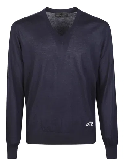 Gabriele Pasini V-neck Graphic Sweater In Blue