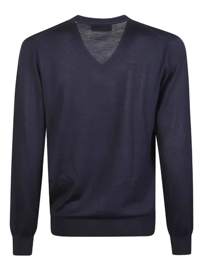 Gabriele Pasini V-neck Graphic Sweater In Blue