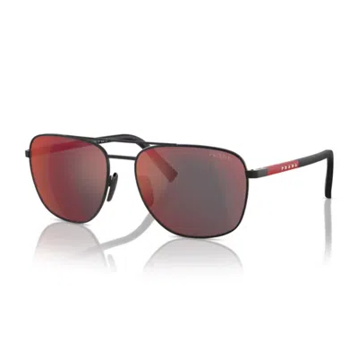 Prada Linea Rossa Ps 54zs Dg008f Nero Gommato Sunglasses In Black